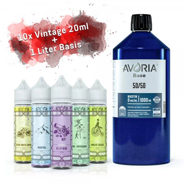 Avoria Vintage Aroma Special Pack ( 10 x Avoria - Vintage Longfill + 1 x 1 Ltr..Avoria Basis)